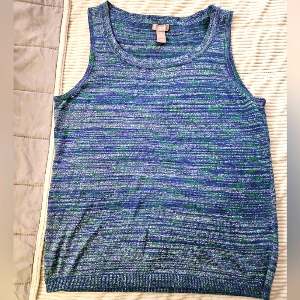 Chico's Women's  Blue and Green Sweater Shirt.Size 2